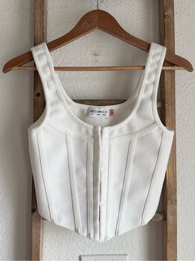 Hello Molly White Structured Corset Top Sz: 4
